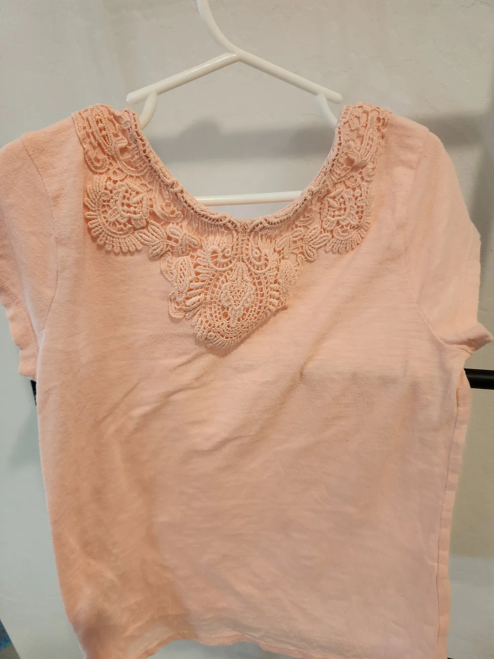 GAP Girls' Peach Crochet Detail Tee